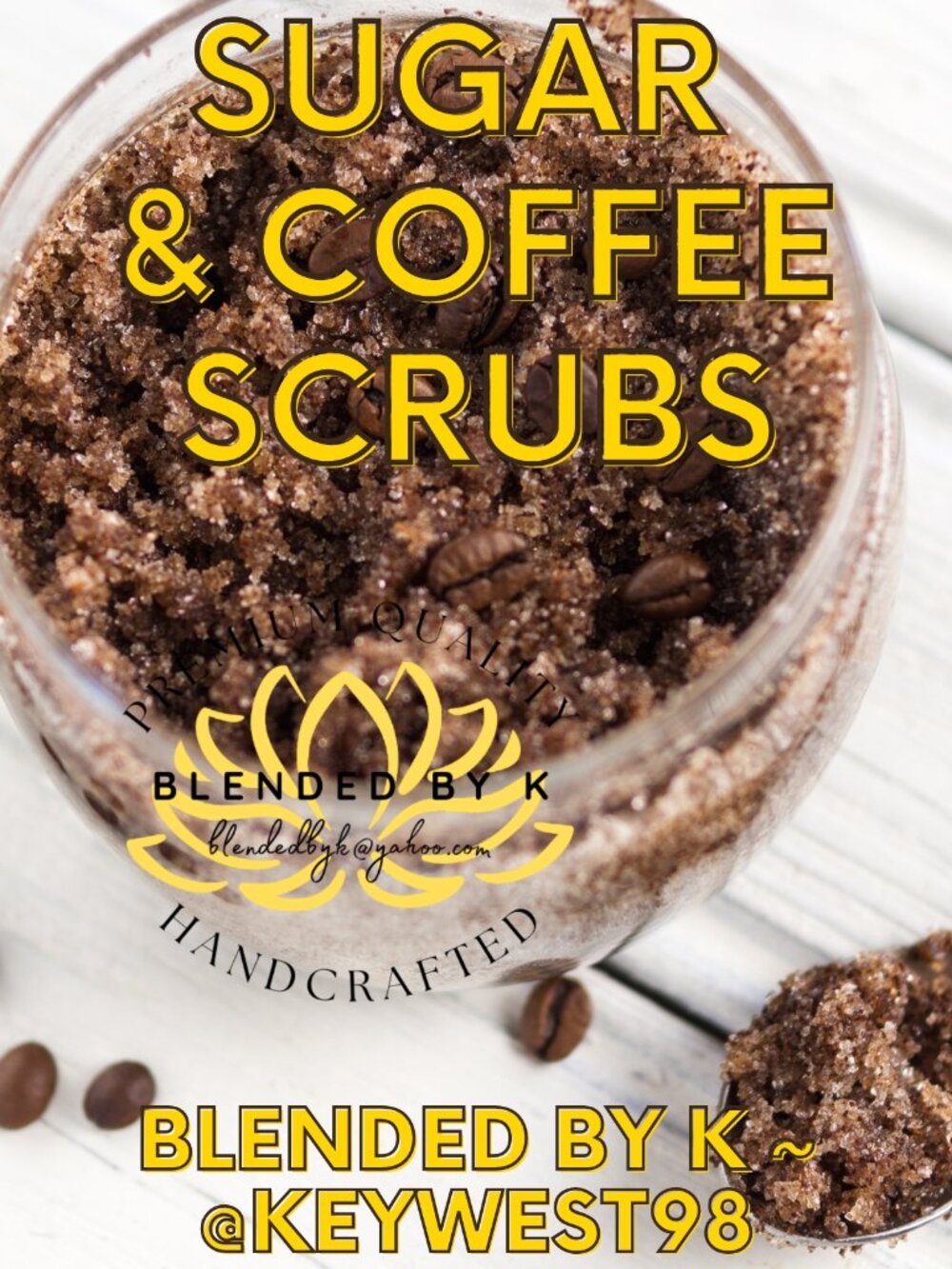 Skin Firming Sugar & Coffee Scrubs by Blended by K ~ 8 oz